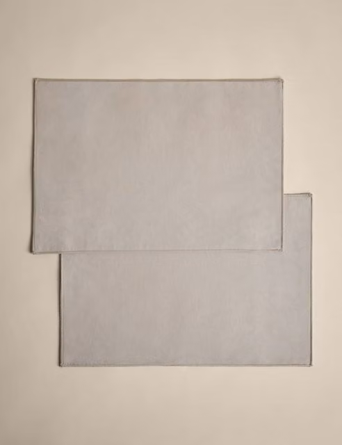 M&S Set of 2 Rectangular Cotton and Linen Placemats in Beige