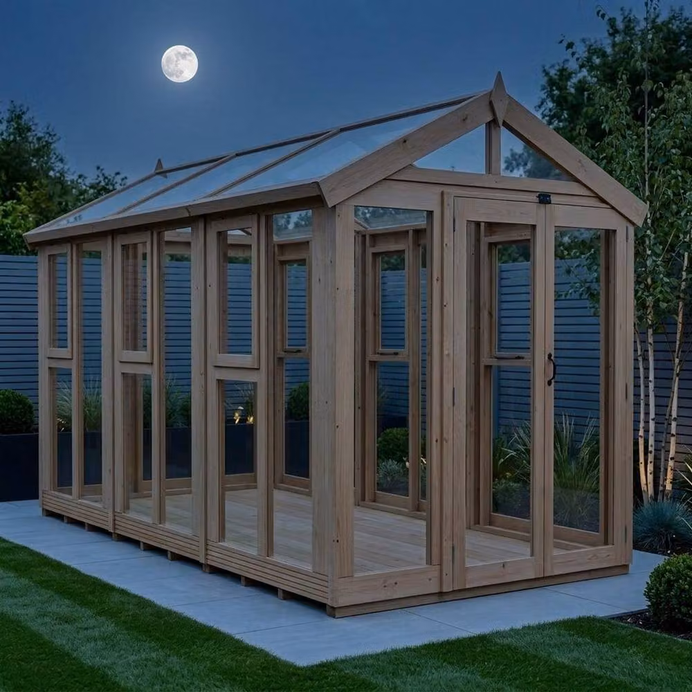 Buttercup Farm Apex Glass Greenhouse in Brown with Pressure Treated Timber – 3