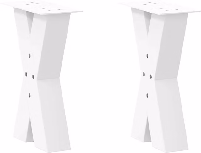 Berkfield Home X-Shaped Coffee Table Legs, 2 Piece Set, White Steel, H: 38-43 cm