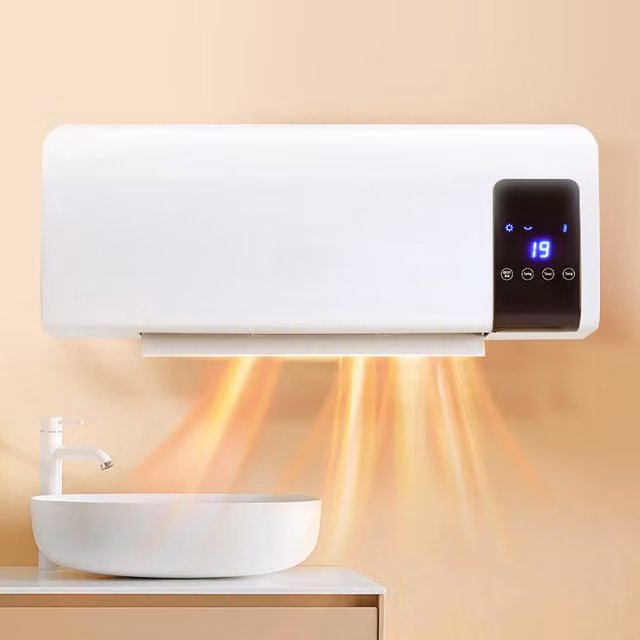 Livingandhome White Wall Mounted Ceramic Fan Electric Heater with Remote Control