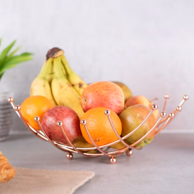 Innoteck Solid Copper Fruit Bowl in Brown and Gold, Diameter: 10 cm