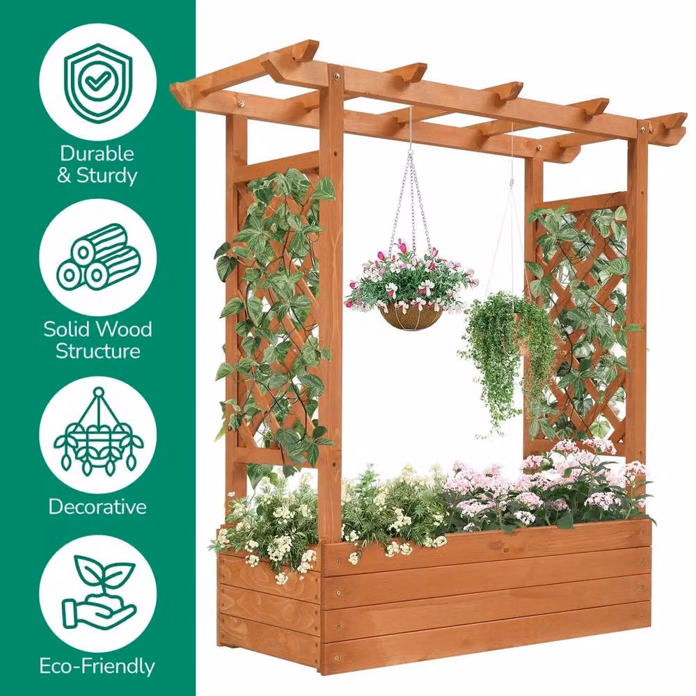 NESTLUNE Wooden Raised Garden Bed in Brown – 2