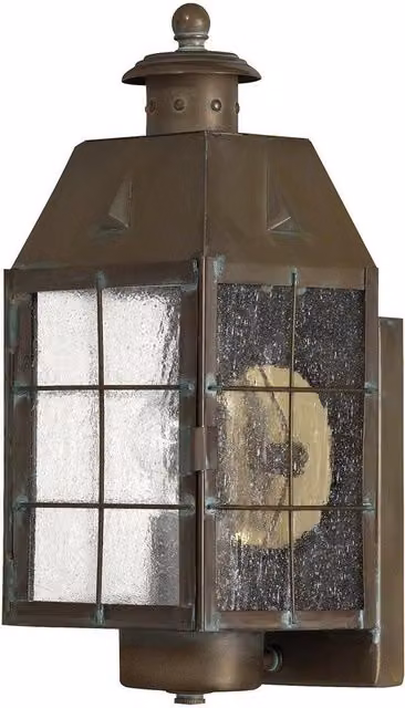 Hinkley Nantucket Outdoor Wall Lantern in Aged Brass with Yellow Glass, IP44 Rated