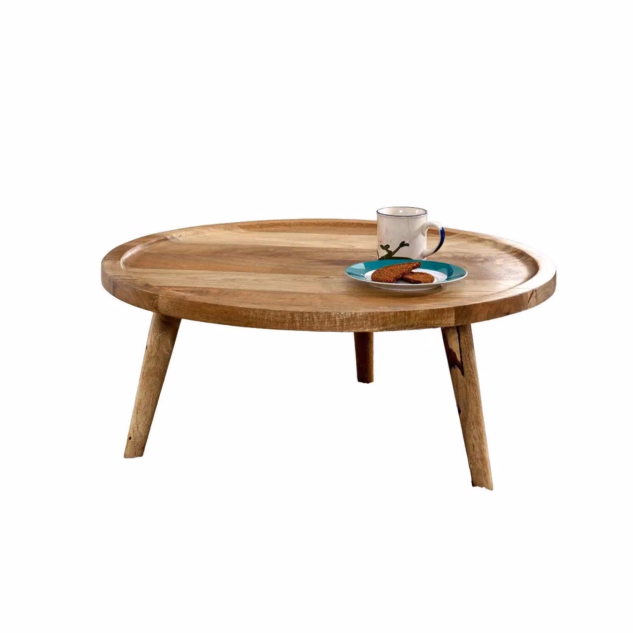 IH Design Ryley Round Mango Wood Low Coffee Table in Natural, W/D/H: 70 x 70 x 30 cm – 3