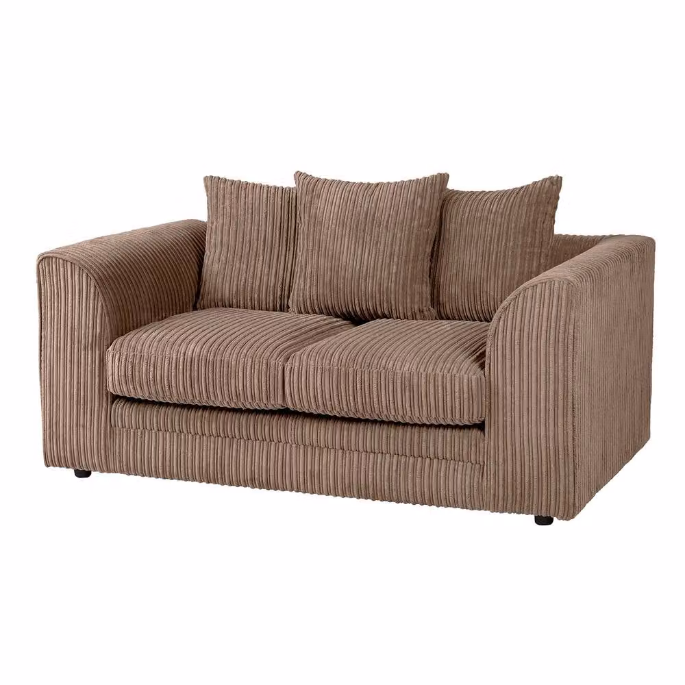 LUXURY LIFE Declan 2 Seater Sofa in Light Brown Jumbo Cord Fabric – 2