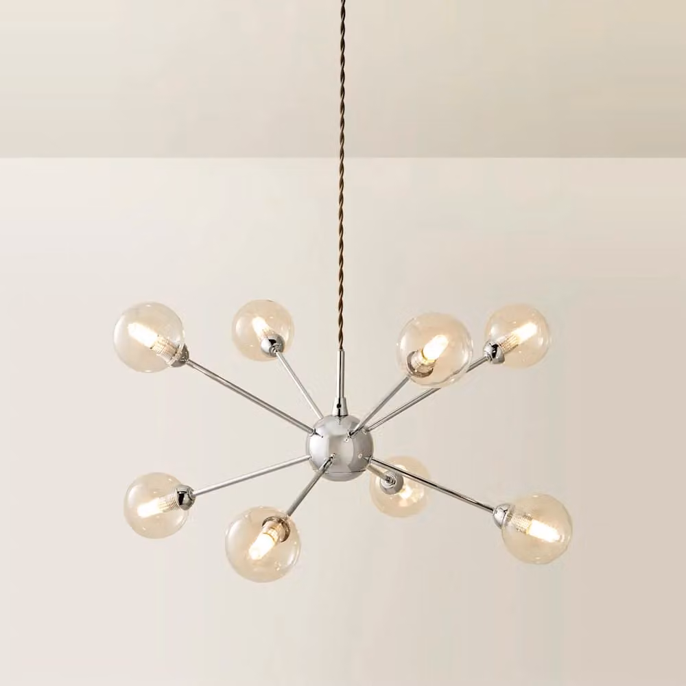 ValueLights Sputnik 8 Way Adjustable Glass Sphere Pendant Ceiling Light with Bulbs in Chrome and Transparent Glass – 2