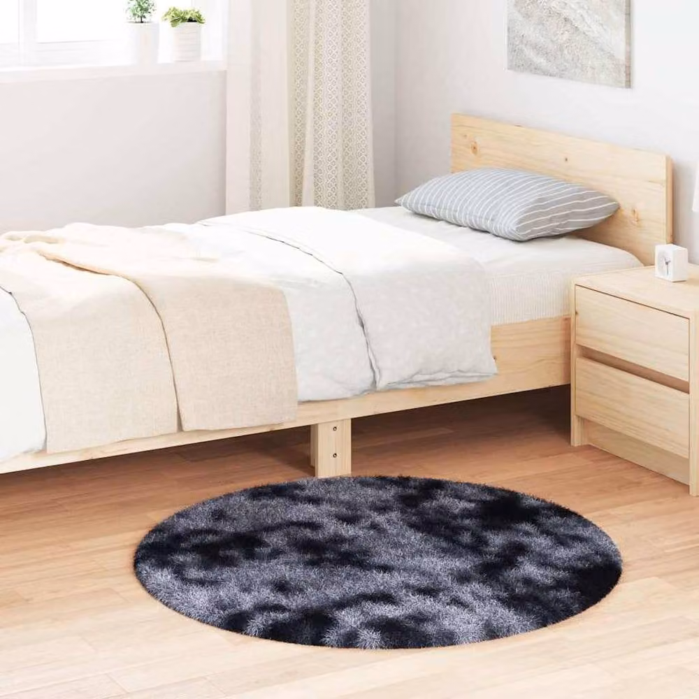 Berkfield Home NAVARRA Shaggy High Pile Rug, Dark Grey, W/D: 100 x 100 cm – 1