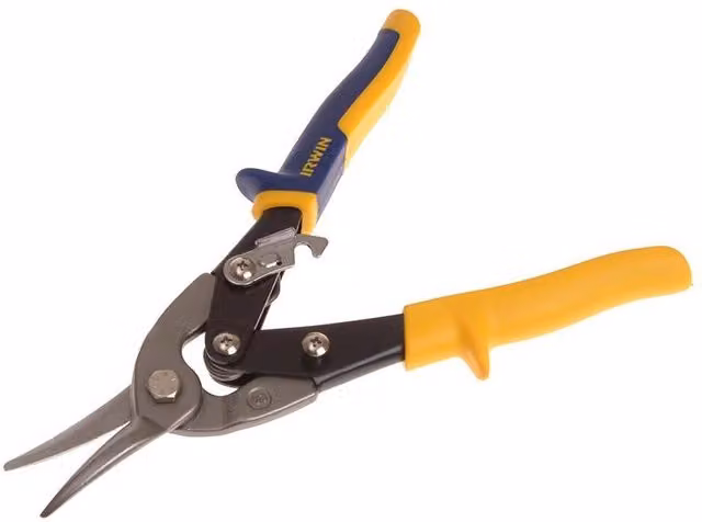 Irwin Yellow Straight Cut Aviation Snips made from Stainless Steel and Metal Alloy Steel