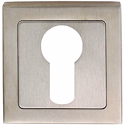 Loops Square Euro Profile Escutcheon with Concealed Fix in Bright Satin Stainless Steel, 52 x 52 mm