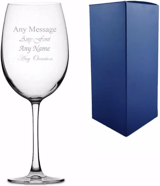 Uniqueful Personalised Giant Wine Glass in Clear Glass, Holds 1 Bottle