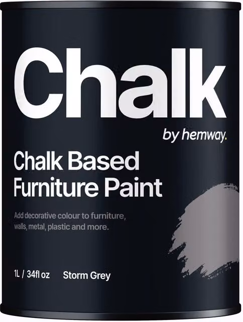 Hemway Chalk Based Furniture Paint in Flat Matt Storm Grey, 1L