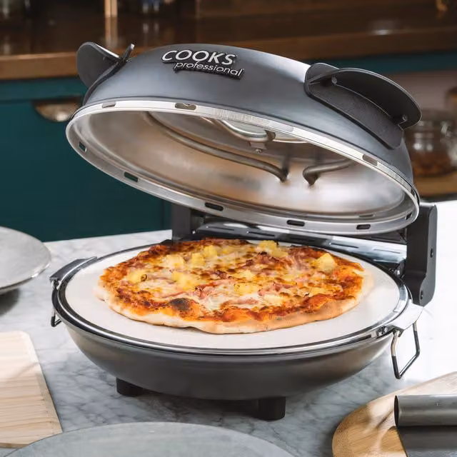 Cooks Professional Authentic Stone Baked Pizza Maker Oven in Grey