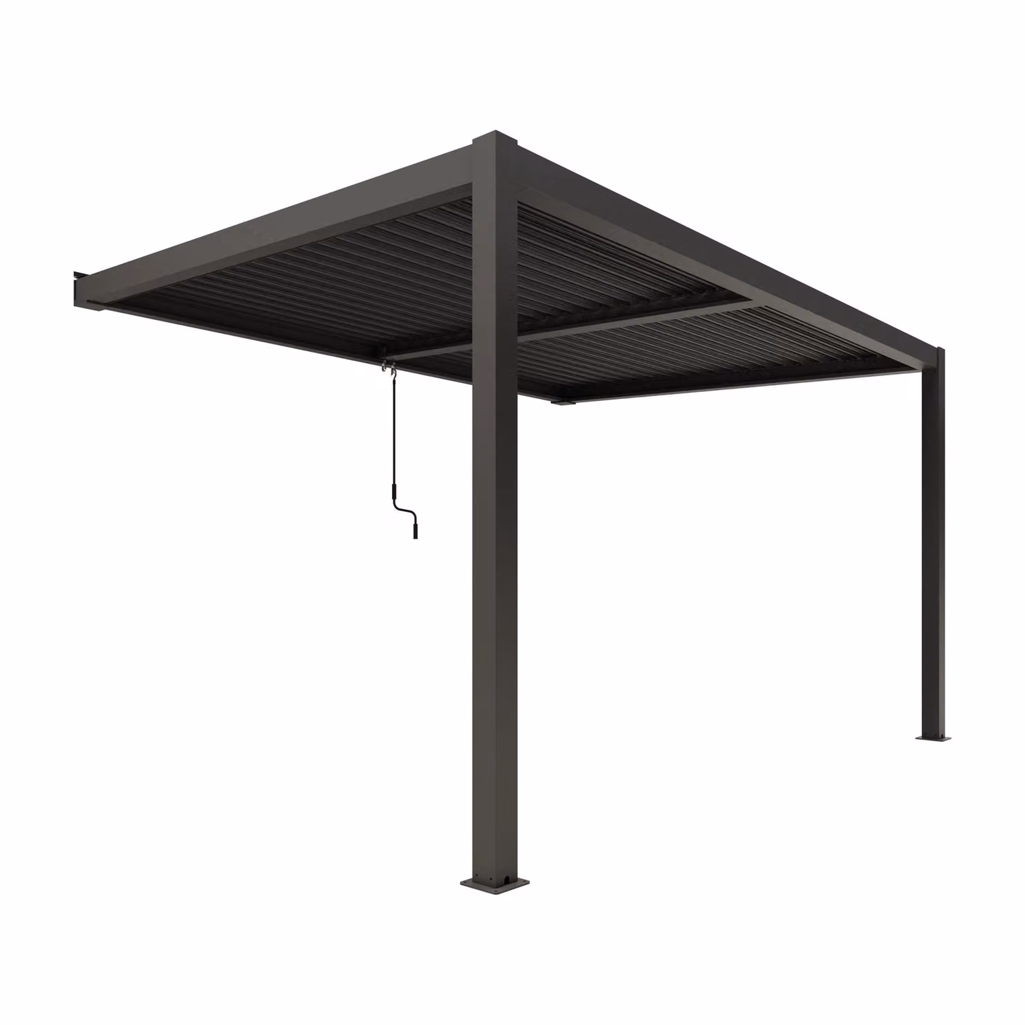 Agadon Wall Mounted Aluminium Lean-to Pergola Shading System in Matt Grey, W/D/H: 395.8 x 298.8 x 250.6 cm – 2