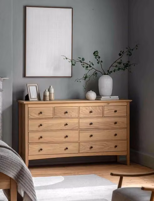 Gallery Direct Rye 10 Drawer Chest in Natural Oak