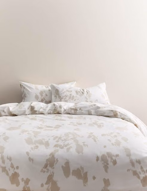 M&S Cotton Rich Cow Print Duvet Cover Set, Multicolour and Beige, W: 180 cm, H: 200 cm