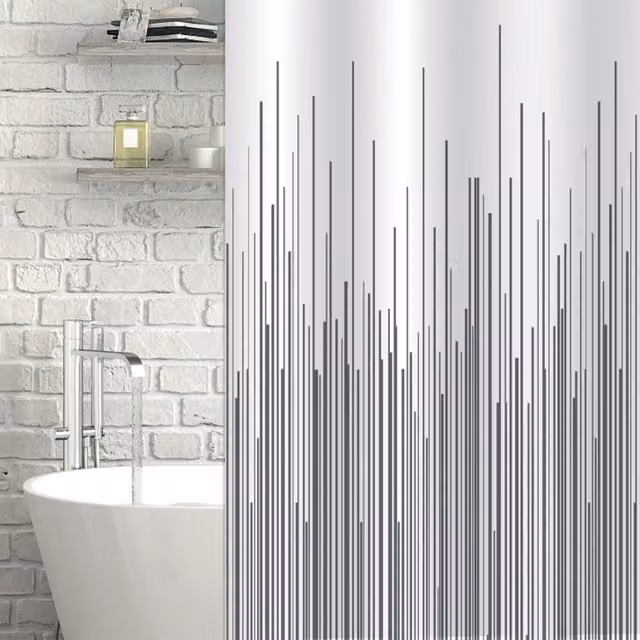 Showerdrape City White and Grey Graphic Shower Curtain