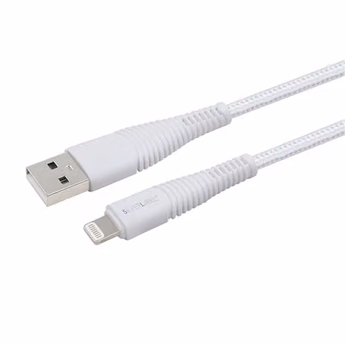 Silver Label Braided Lightning to USB-A Charging Cable, White, 2m