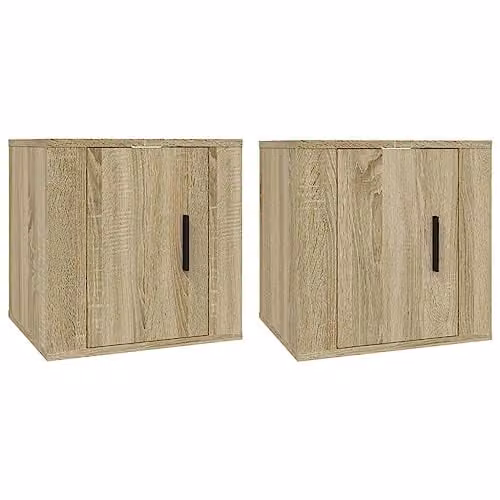 vidaXL 2 Piece Wall-mounted TV Cabinet Set in Brown, W/D/H: 40 x 34.5 x 40 cm