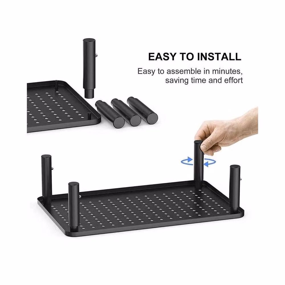 NESTLUNE Black Metal Mesh Monitor Riser Stand, W/D: 100 x 100 cm – 2