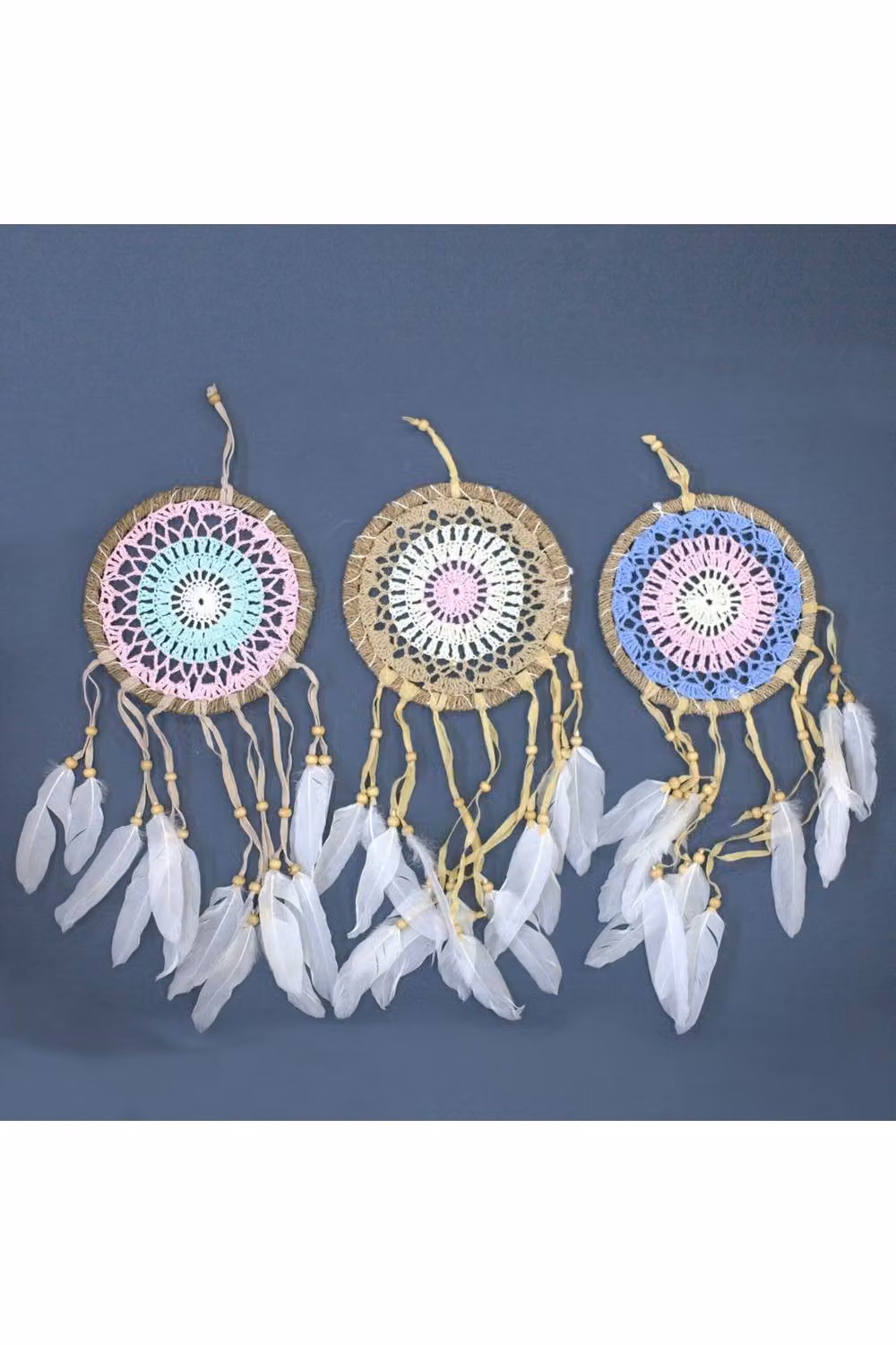 KDMD Pastel Pink and Multicolour Macramé Dream Catcher, Diameter: 16 cm – 2