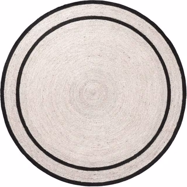 THE RUGS Lina Braided Handwoven Jute Round Rug, Reversible, Cream and Black, Diameter: 150 cm – 1