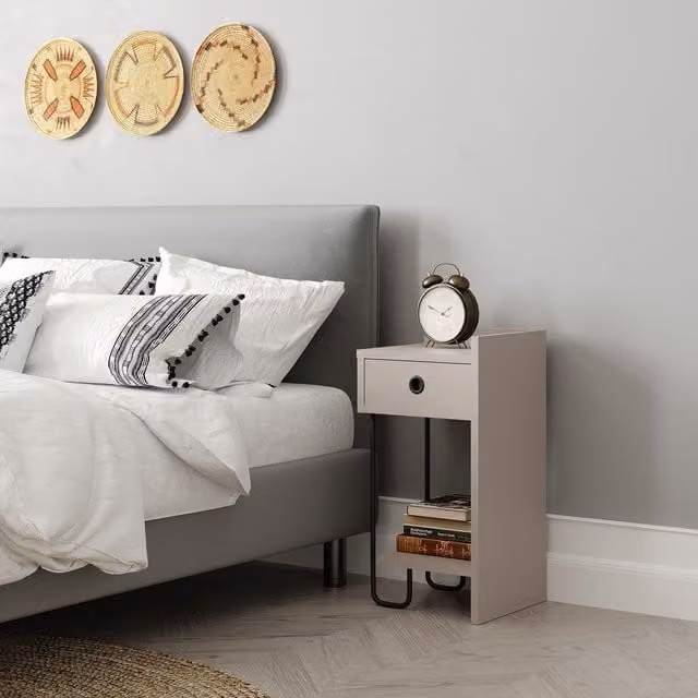 Decortie Sirius Modern Bedside Table in Grey, W/D/H: 32 x 30 x 60 cm
