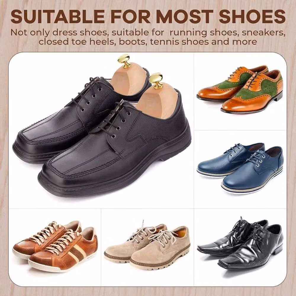 KORVIXA Natural Wood Shoe Stretcher Shoe Trees for Men and Women, Brown or Sand, W: 40 cm, D: 15 cm, H: 15 cm – 2