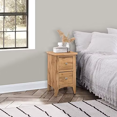 Birlea Hampstead 2 Drawer Bedside Table in Oak Brown, W/D/H: 32 x 35 x 58 cm – 2