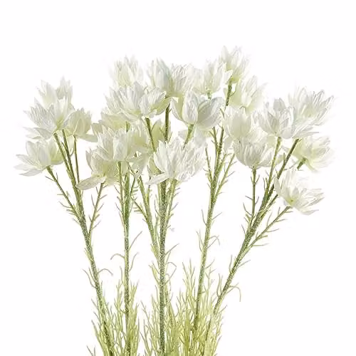 White Starflower Leaf Design Artificial Silk Flowers