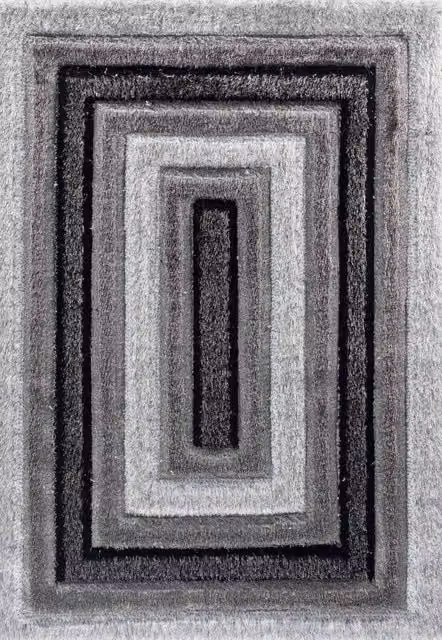 Desire Rugs Modern Soft Bordered Shimmer Shaggy Area Rug in Grey, W/D/H: 60 x 220 x 1 cm