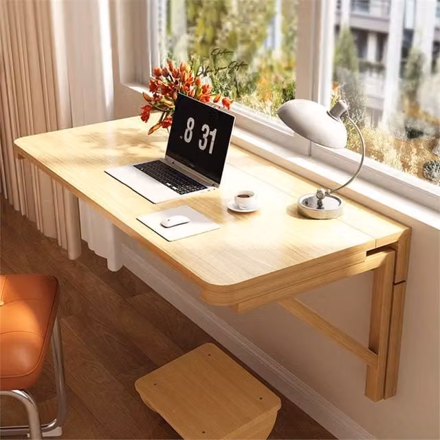 Nordara Beige Folding Wall Mounted Drop Leaf Laptop Desk W: 50 cm – 1