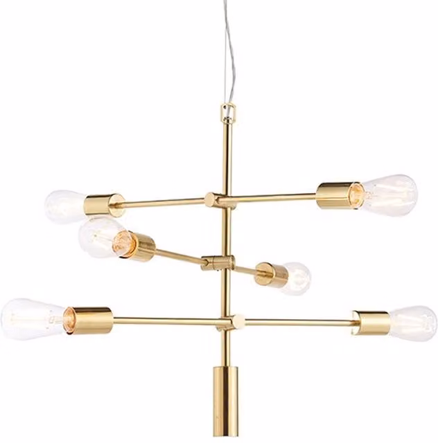 Endon Rubens 6-Light Pendant Bar Light in Satin Brushed Gold Effect, Dimmable and Height Adjustable, E27, IP20