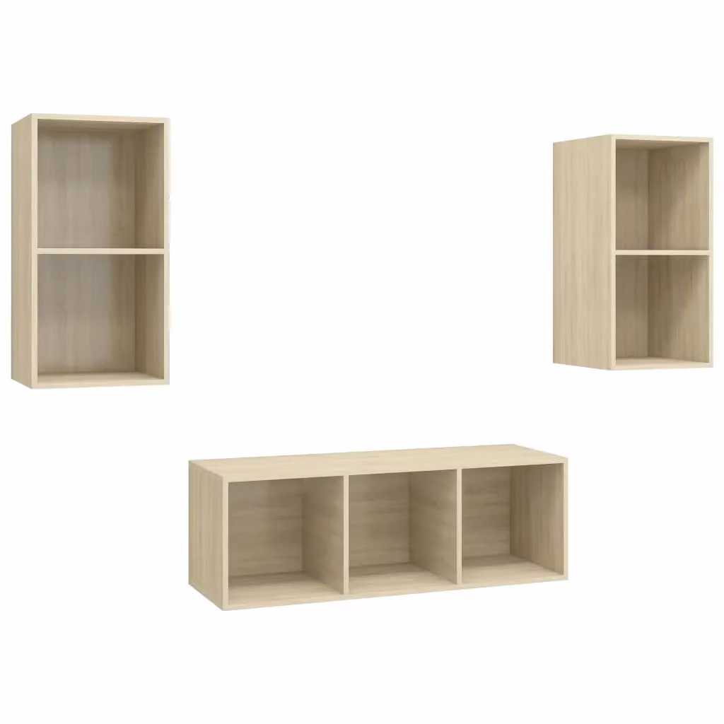Berkfield Home 3 Piece Sonoma Oak TV Cabinet Set in Brown – 2