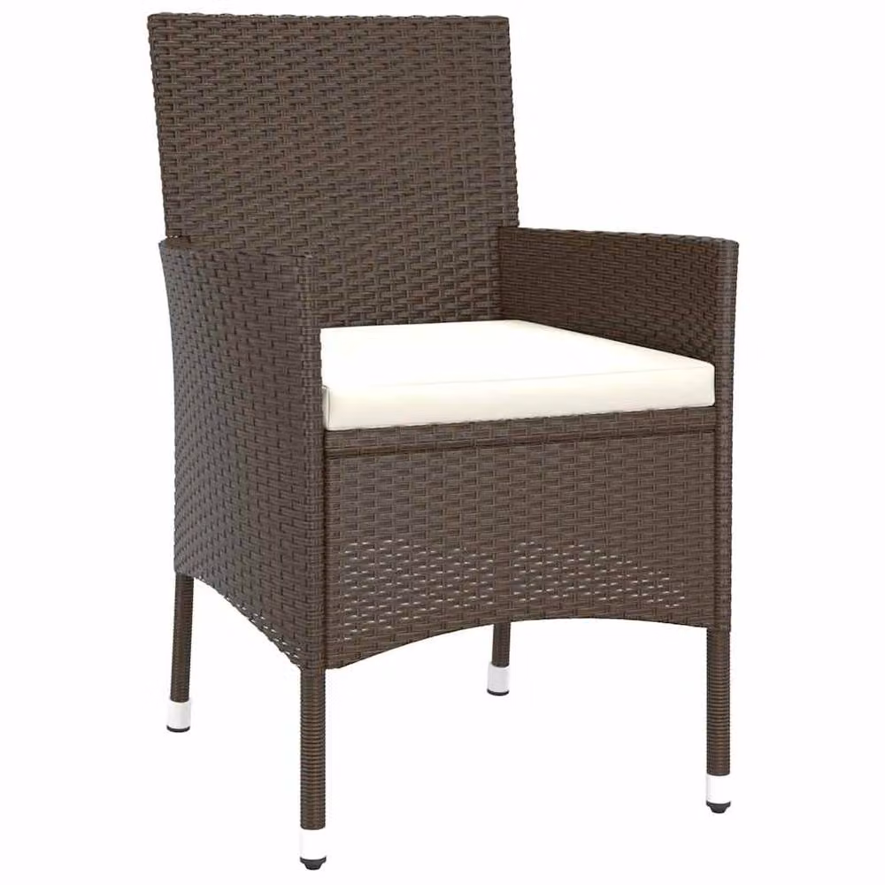 Berkfield Home 9 Piece Brown Poly Rattan Garden Dining Set with Cushions – 3