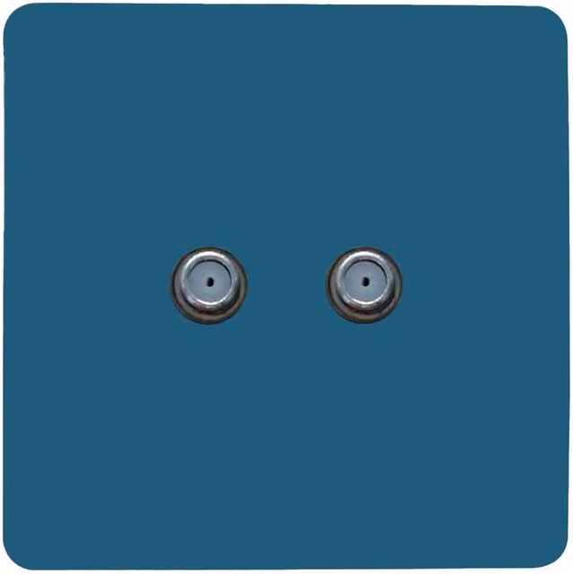Trendi Switch 2 Gang Male F-Type Satellite Television Flush Socket - Ocean Blue