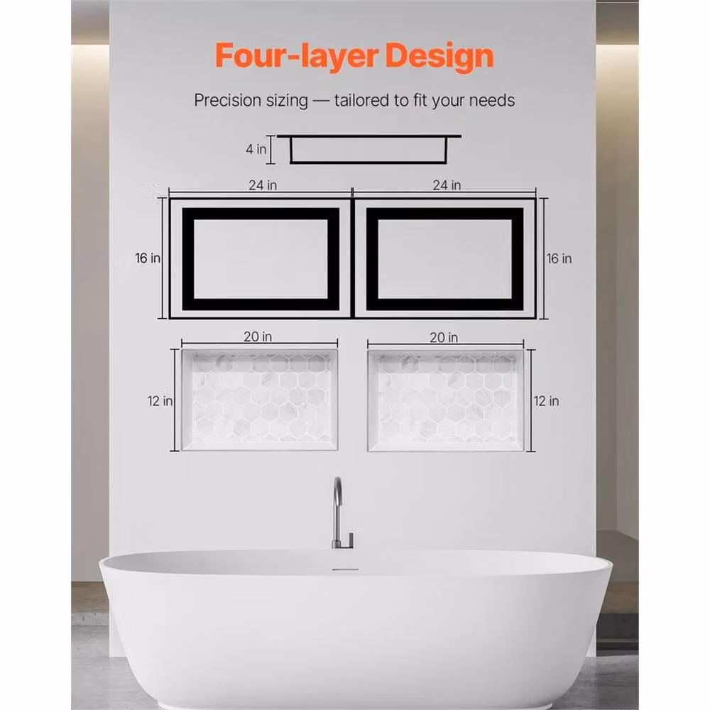 EONLION Black Recessed Wall Bathroom Organizer – 3