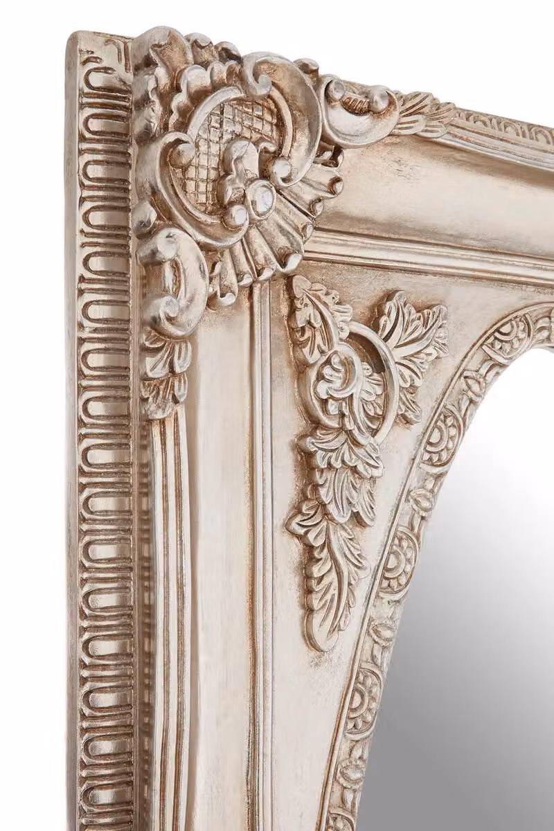 Orsina Modern Oval Wall Mirror with Floral Metal Border in Gold or Silver, W/H: 77 x 13 cm – 2
