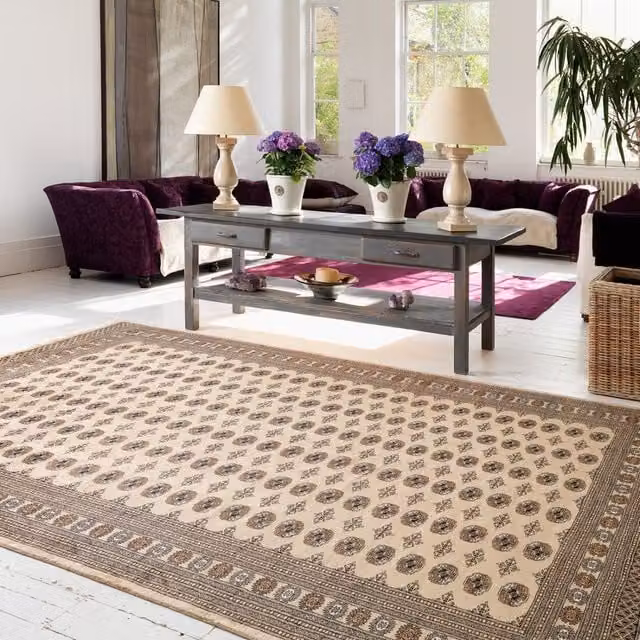 The Rug Shop UK Beige Handmade Traditional Floral Wool Area Rug W: 170 cm, D: 240 cm – 1