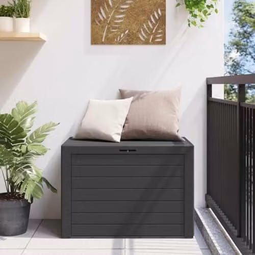 vidaXL Garden Storage Box in Grey Plastic, W: 44 cm, D: 44 cm, H: 55 cm – 2