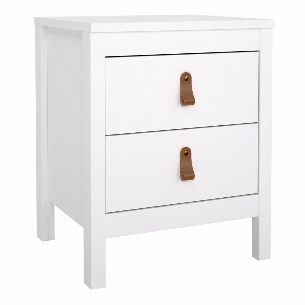 Wyld Haus Wyldberry Matt White Wooden Bedside Table with 2 Drawers, W/D/H: 38.4 x 38.4 x 54.1 cm – 3