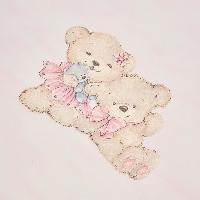 Livingandhome Non-Pasted Non-Woven 3D Embossed Wallpaper Roll with Teddy Bear Pattern in Pale Pink