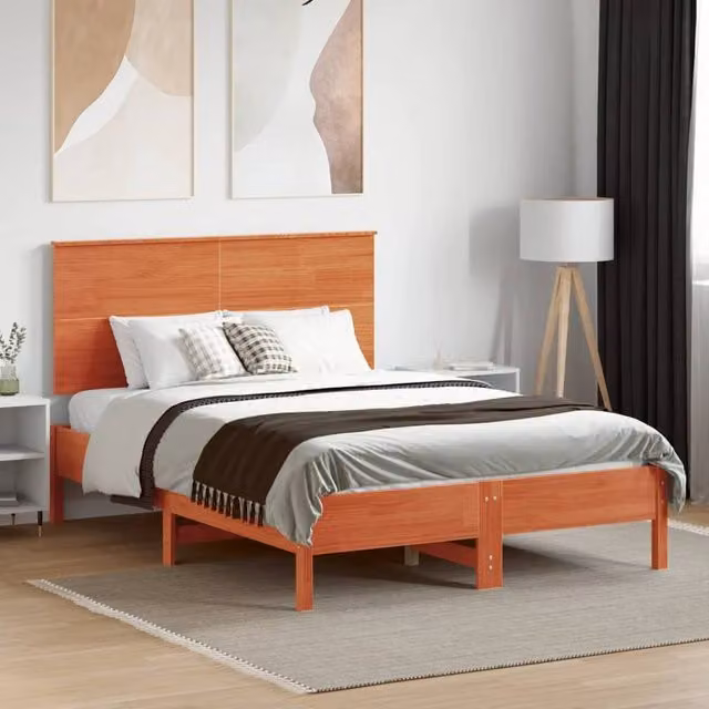 Berkfield Home Solid Pine Wood Headboard in Wax Brown