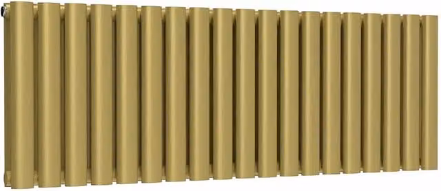 Lux Heat Oval Horizontal Double Radiator in Metallic Gold, W: 114 cm, H: 40 cm