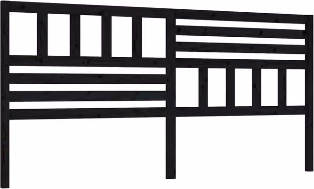 Berkfield Home Black Rustic Solid Pine Wood Bed Headboard W: 206 cm, D: 4 cm, H: 100 cm – 1