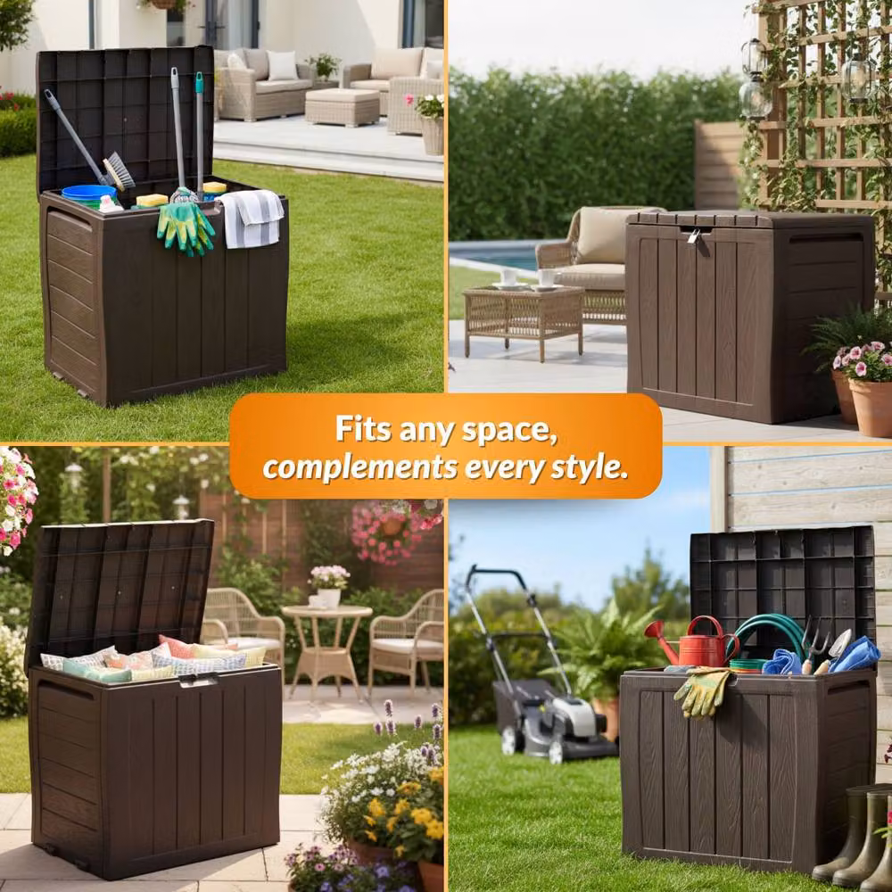 Novecrafto Plastic Garden Storage Box, Brown, W/D/H: 60 x 44 x 57 cm – 9
