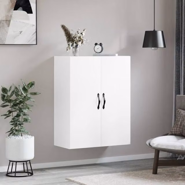 Berkfield Home Wall Mounted Cabinet in White, W/D/H: 69.5 x 34 x 90 cm