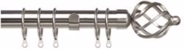 NewEdgeBlinds Satin Silver Metal Curtain Pole Set, 200 cm