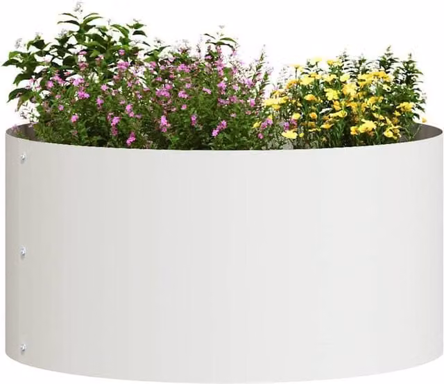 Berkfield Home Large White Metal Planter Pot – 1