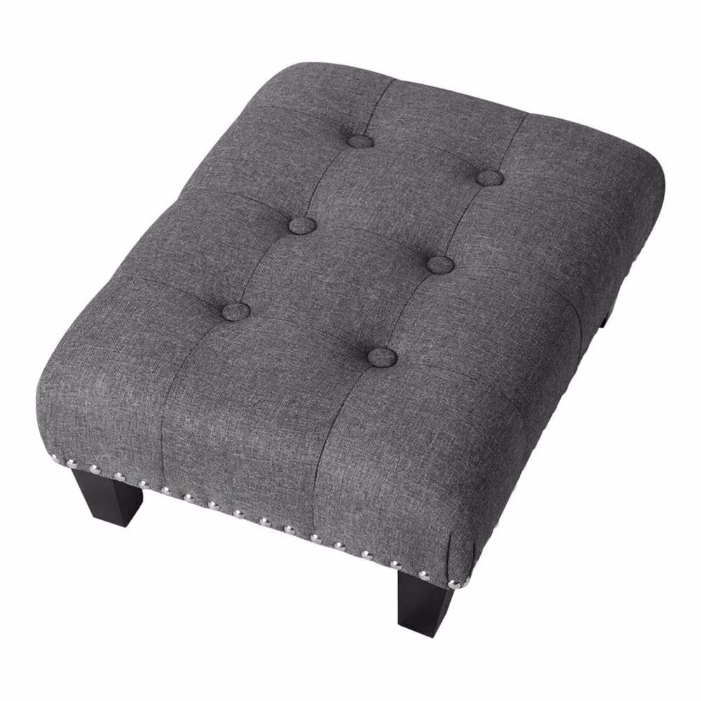 KORVIXA M Grey Linen Rectangular Footstool W/D/H: 50 x 37 x 20 cm – 2