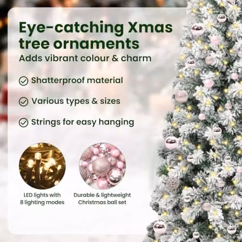 vidaXL Artificial Hinged Christmas Tree in Green and White, Height: 240 cm – 6